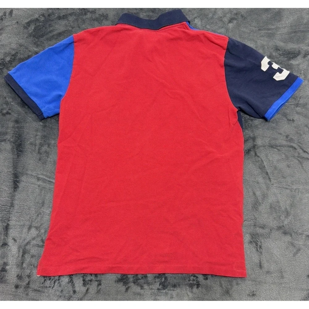 Polo Ralph Lauren Big Pony Rugby Shirt Red Navy #3 Short Sleeve Youth XL (18-20)